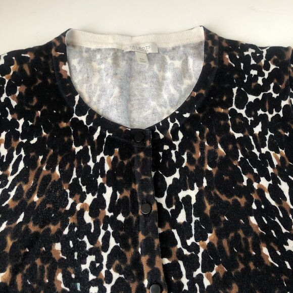 Talbots Petites Medium Womens Long Sleeve Cardigan Sweater Leopard Print - Picture 5 of 8